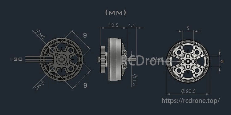 Amax 1504 Brushless Motor, The stator uses high-quality materials for extreme thermal tolerance and sustained power, including premium Kawasaki lamination and 260°C-rated copper wires.