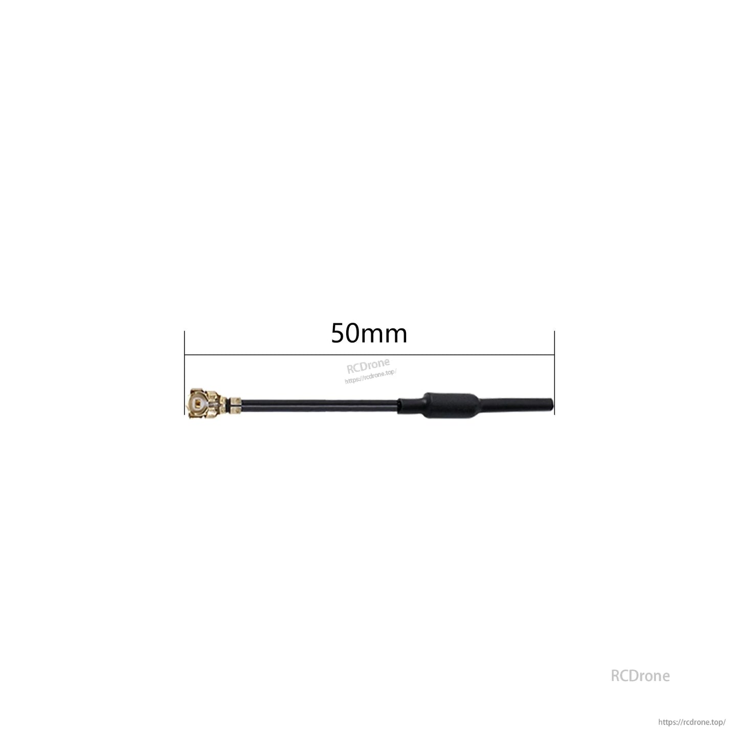 Antenna coax pigtail with small gold connector and 50mm black cable lead
