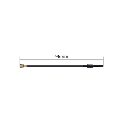 96mm coax antenna lead with right-angle U.FL/IPEX connector and slim black whip end