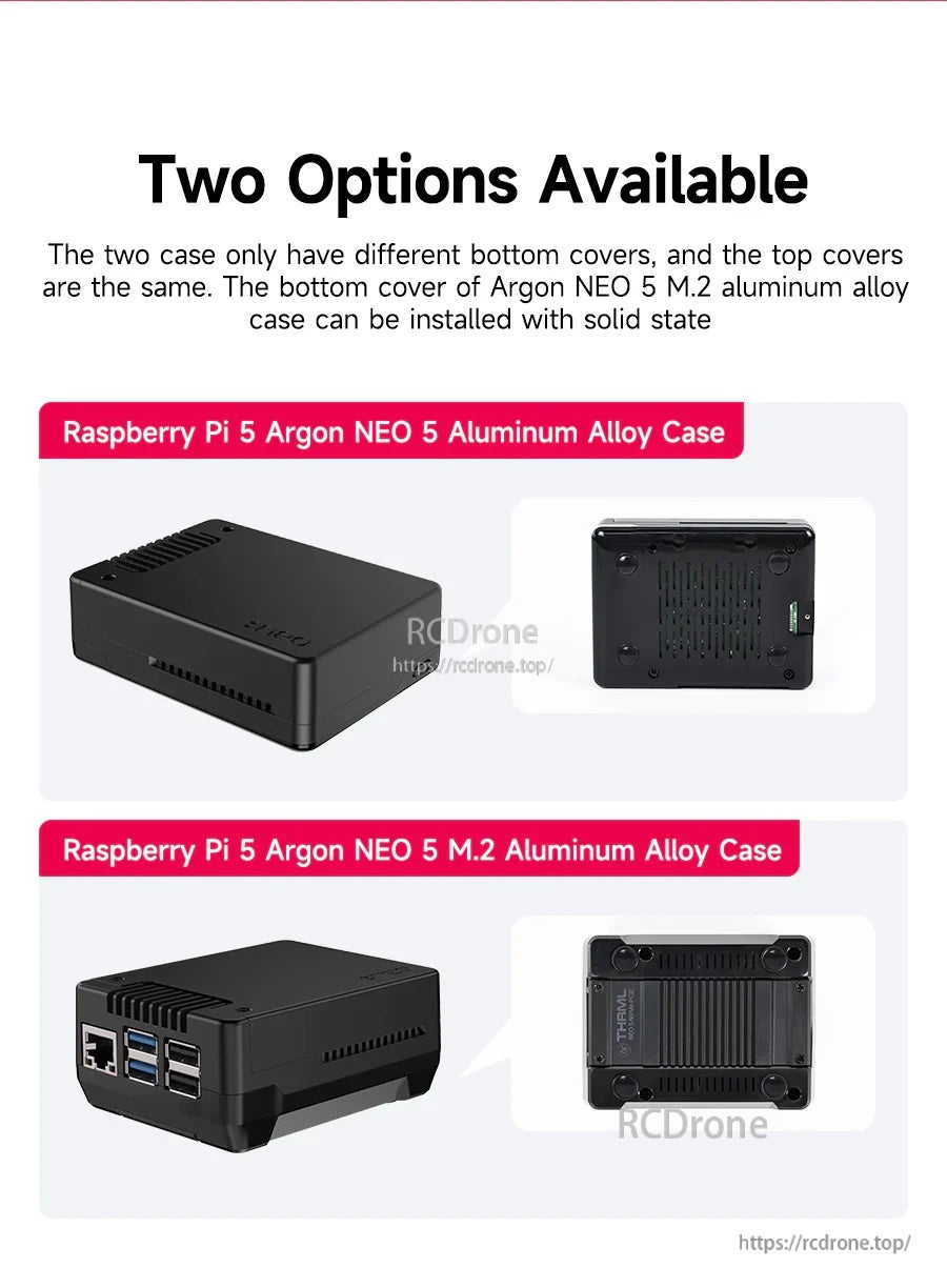 Comparison of Standard vs M.2 Argon NEO 5 case bottoms, highlighting different base designs
