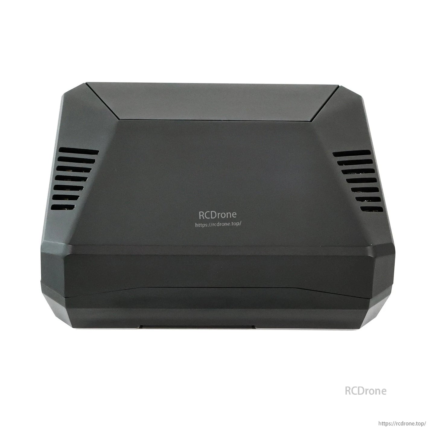 Top view of black aluminum with side ventilation slots