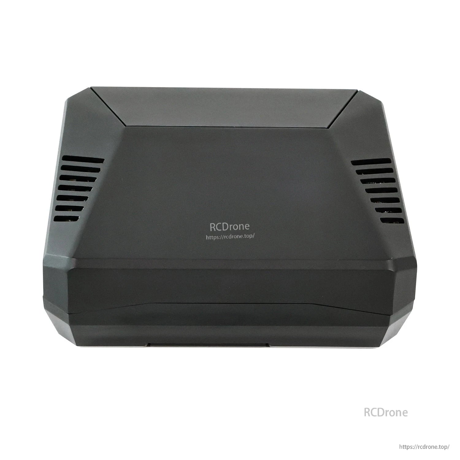 Top view of black aluminum with side ventilation slots