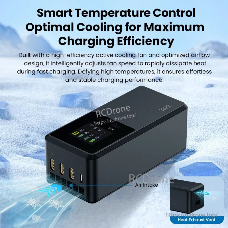 Autel EVO Max 4 Charging Hub, Smart temperature control and optimized airflow prevent overheating during fast charging, ensuring stable performance through efficient heat dissipation.