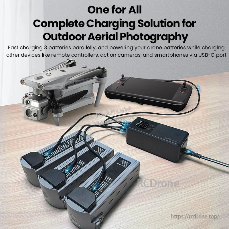 Autel EVO Max 4 Charging Hub, "All-in-one charger for outdoor aerial photography: fast-charges 3 batteries and devices via USB-C."