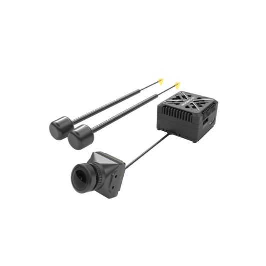 Walksnail Avatar GT2 Kit digital HD FPV transmitter with camera and dual antennas on cables