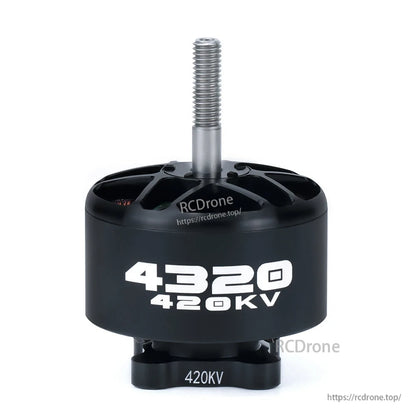 Axisflying 4320 Brushless Motor, Axisflying 4320 brushless drone motor with threaded shaft, black housing, and 420KV marking