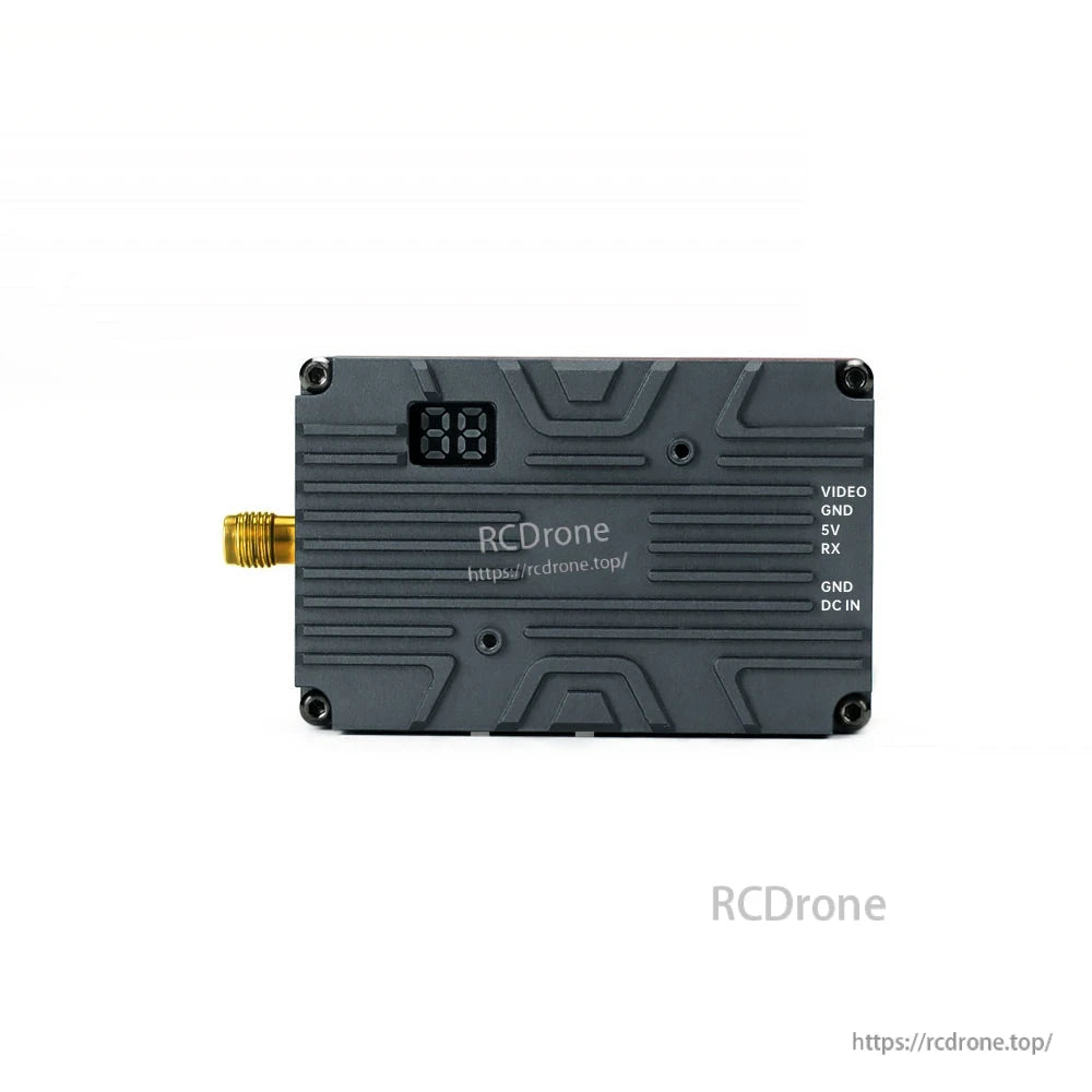 Axisflying SEG analog FPV video transmitter module with metal case, SMA antenna connector, and 2-digit display