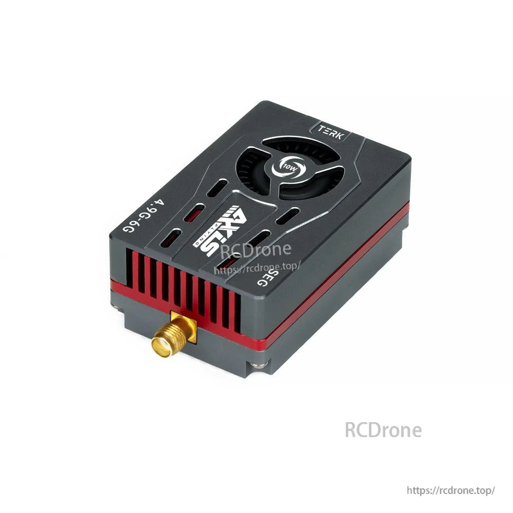 Axisflying SEG 10W analog FPV VTX module with cooling fan, 4.9G-6G label and SMA antenna connector