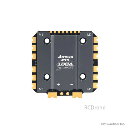 ARGUS PRO 100A 32-bit ESC supports up to 8S, features aluminum heatsink, designed for high-performance FPV drones.