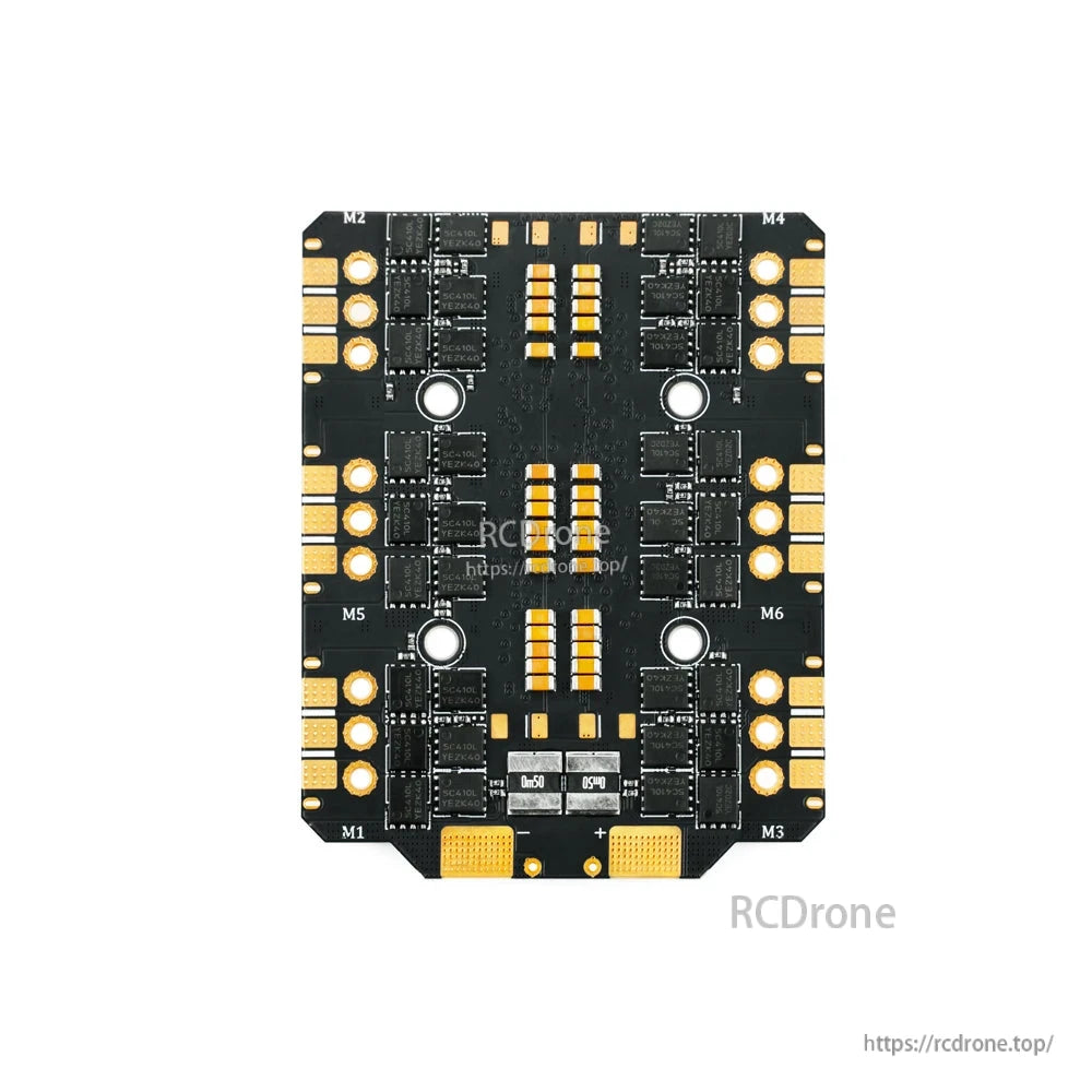 Axisflying Argus Pro 6-in-1 FPV drone ESC board with labeled M1–M6 motor pads and large power solder pads