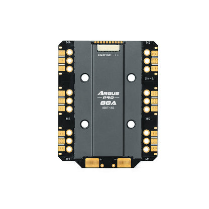 Axisflying Argus Pro 80A 8S 6-in-1 ESC board with labeled M1–M6 motor pads and top connector