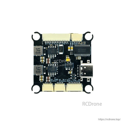 Axisflying ARGUS flight controller PCB with USB-C port, multiple JST connectors, and corner mounting holes