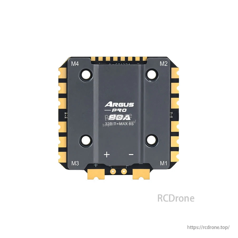 ARGUS PRO 80A ESC: 32-bit, supports up to 8S, M1-M4 protocols, aluminum heat dissipation, ideal for high-performance FPV drones.