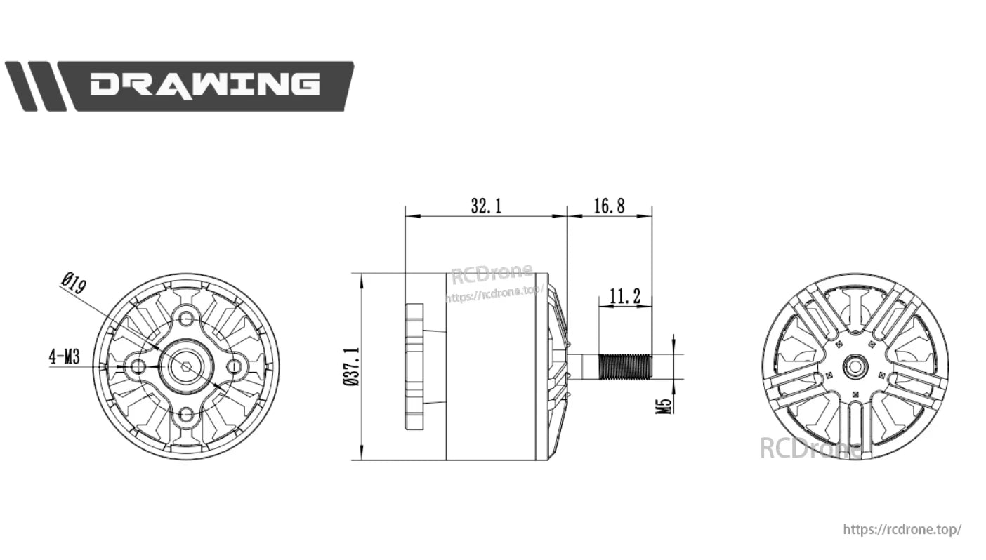 Axisflying AX3115 900KV Brushless Motor, The device uses a 12N14P configuration, 5mm shaft, and 18AWG/300mm silicone leads.