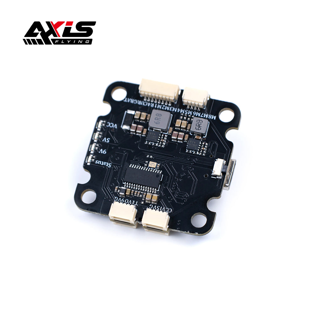 Axisflying Argus F7 flight controller PCB with multiple plug-in connectors and side USB port
