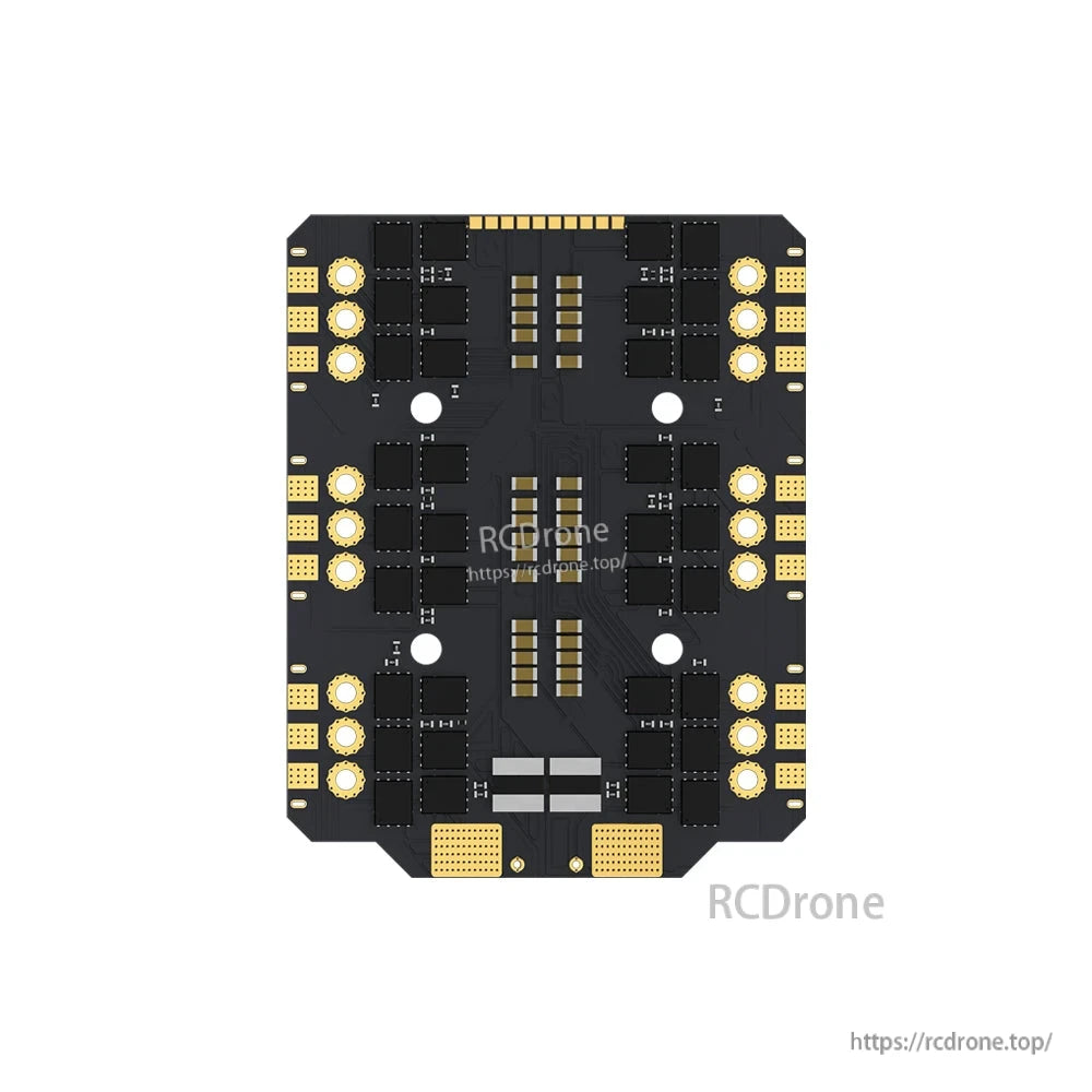 Top view of Axisflying Argus Pro 8S ESC PCB with gold solder pads, MOSFET layout, and mounting holes