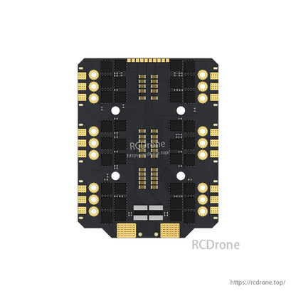 Top view of Axisflying Argus Pro 8S ESC PCB with gold solder pads, MOSFET layout, and mounting holes