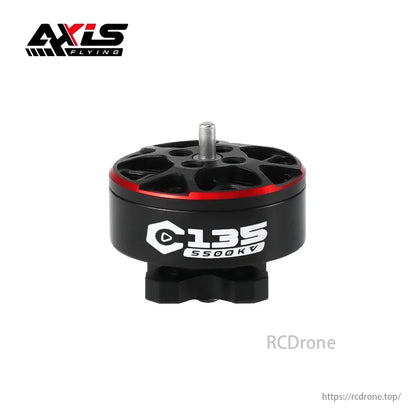 Axisflying C135 1305 5500KV 4S Brushless Motor, Axisflying C135 motor, 1305 5500KV, for 2.0-2.5 inch Cinewhoop drones, black with red accents.