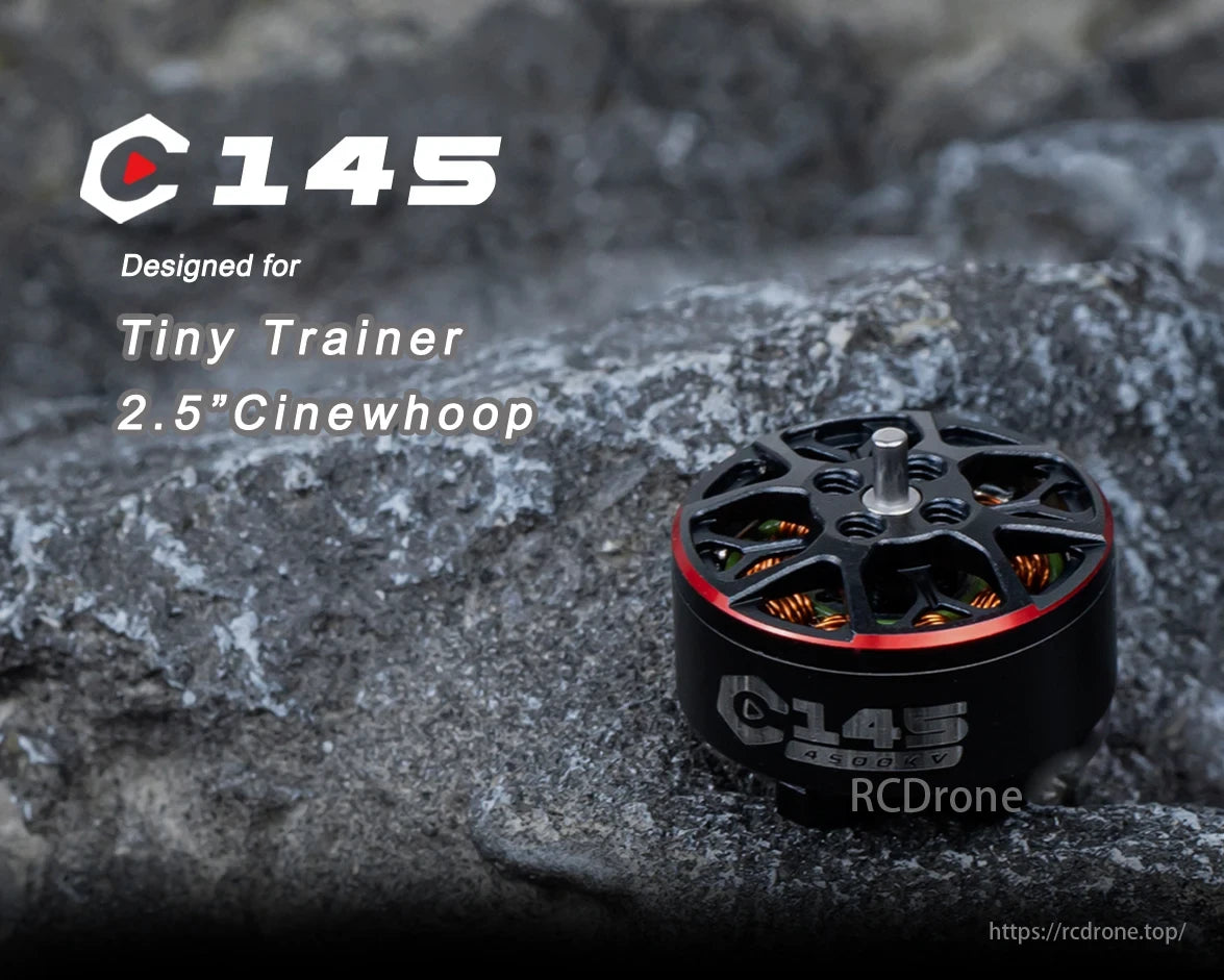 Axisflying C135-C145 4S Brushless Motors, C145 motor for Tiny Trainer and Cinewhoop, black with red, 4500KV, compact and powerful.