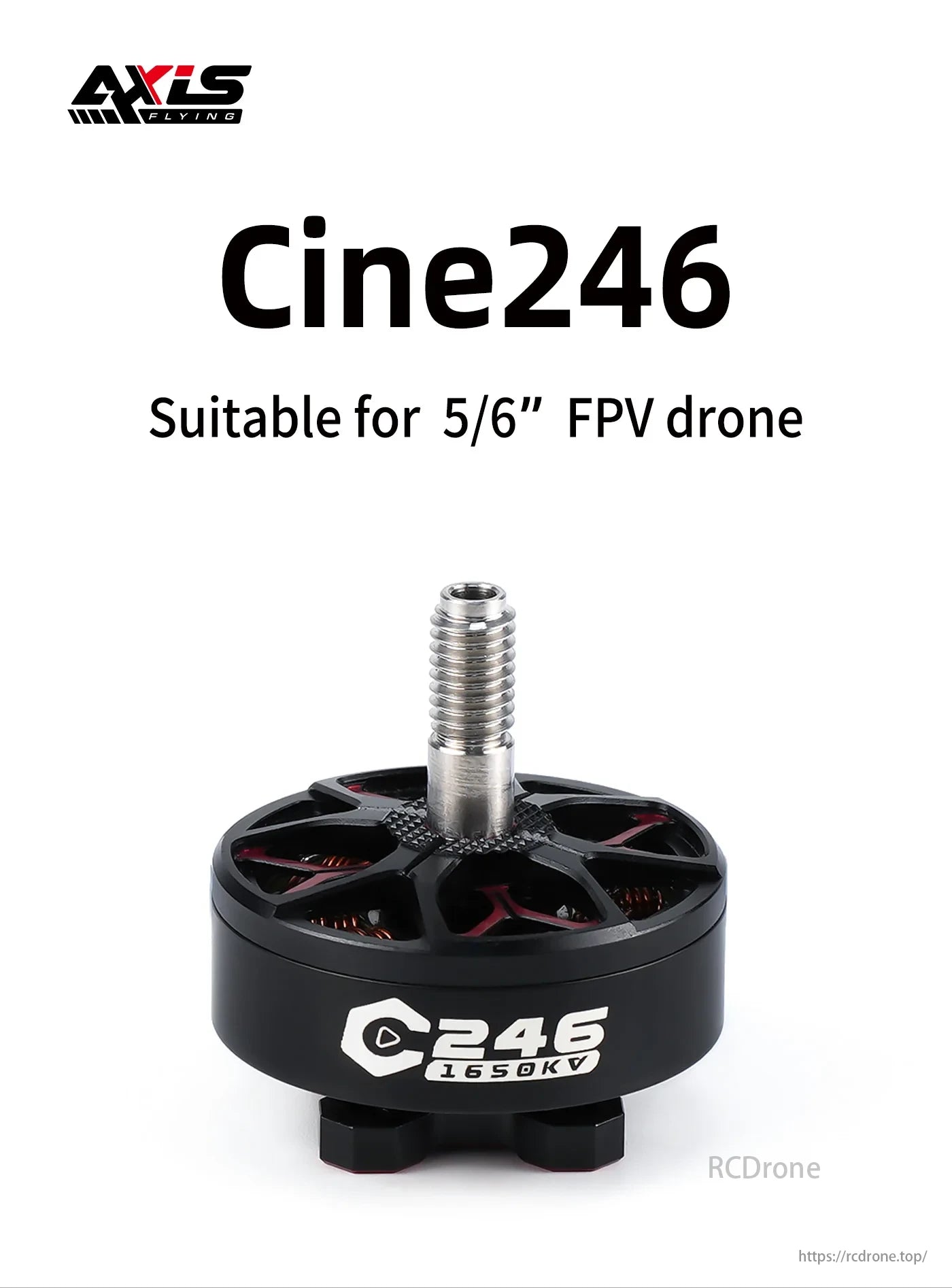 Axisflying C246 brushless motor for 5/6" FPV drones, 1650KV, offers compact and efficient performance.