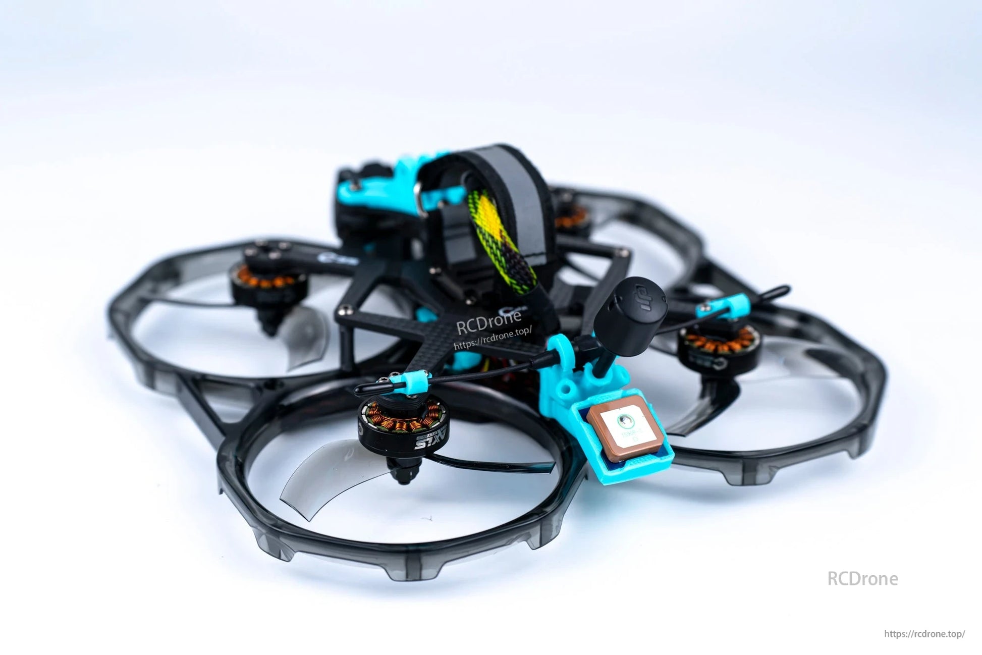 Axisflying CINEON C35 3.5-inch cinewhoop drone with clear gray duct guards, four motors, and front mount