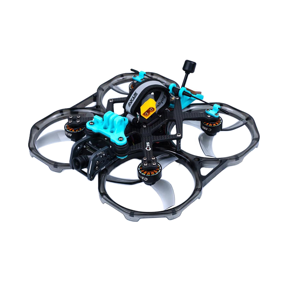 Axisflying CINEON C35 3.5-inch cinewhoop drone with clear gray duct guards, front camera mount and XT60 lead