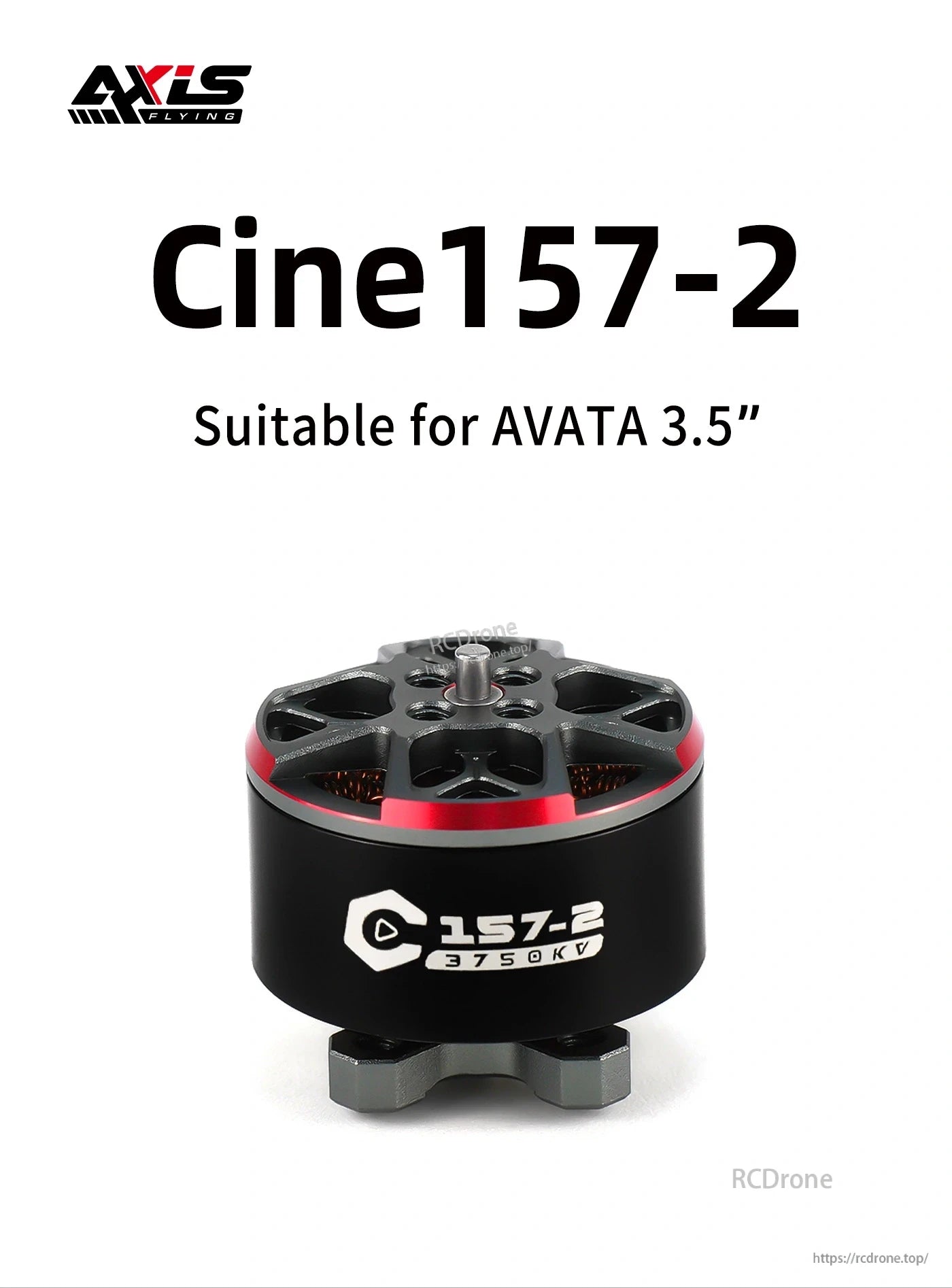 Axisflying Cine157-2 C157-2 3750KV FPV brushless motor with black body and red top ring, for Avata 3.5" builds