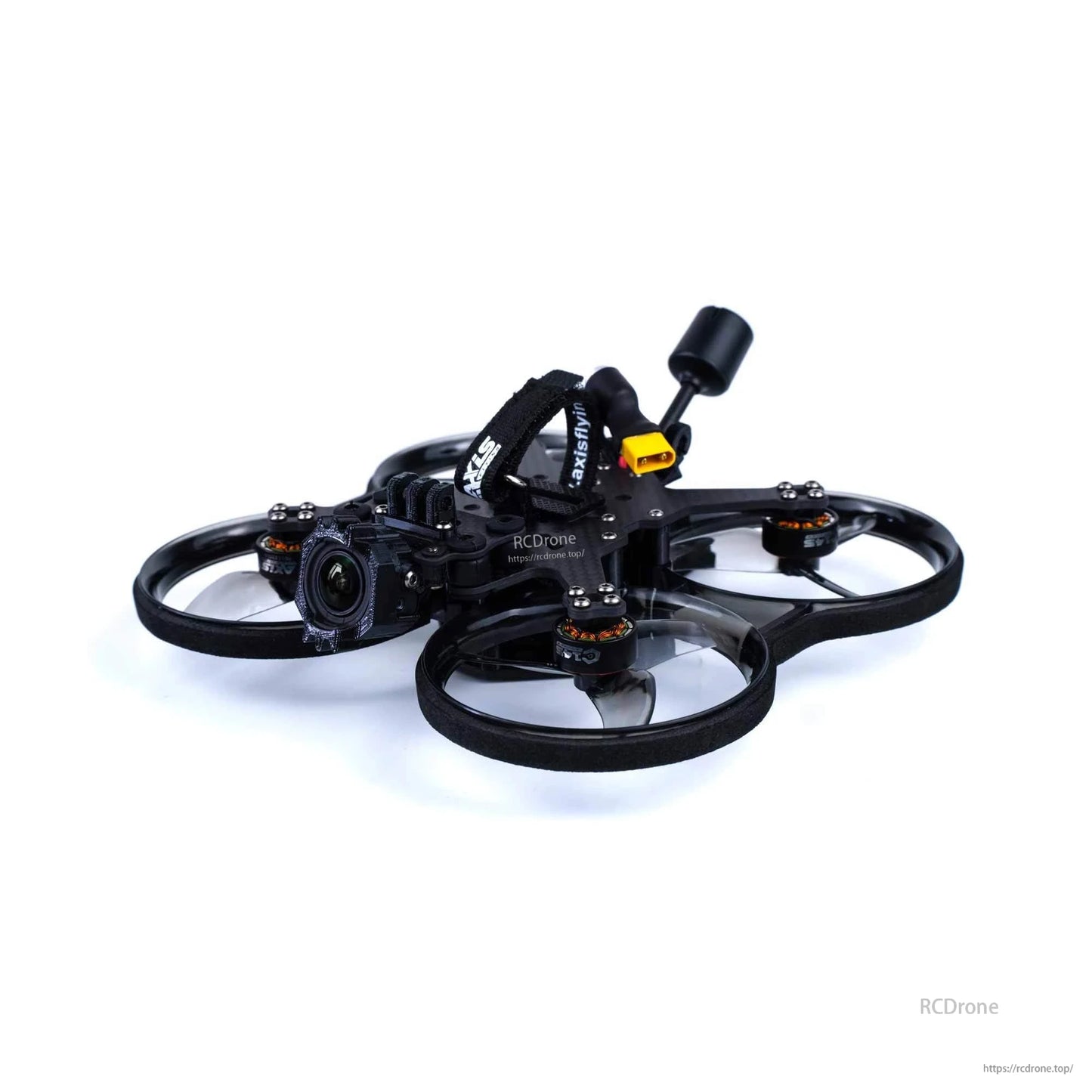 Axisflying Cineon C25 V2 2-inch cinewhoop FPV drone with ducted prop guards, front camera, and XT30 lead