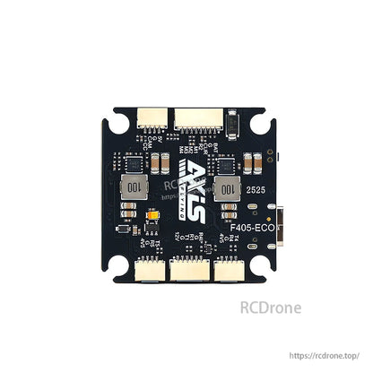 Axisflying ECO F405 Flight Controller, Axisflying F405-ECO flight controller features STM32F405, ICM42688P gyro, 5 UARTs, 16MB Blackbox, 12V/5V BEC, supports 4–8S LiPo.