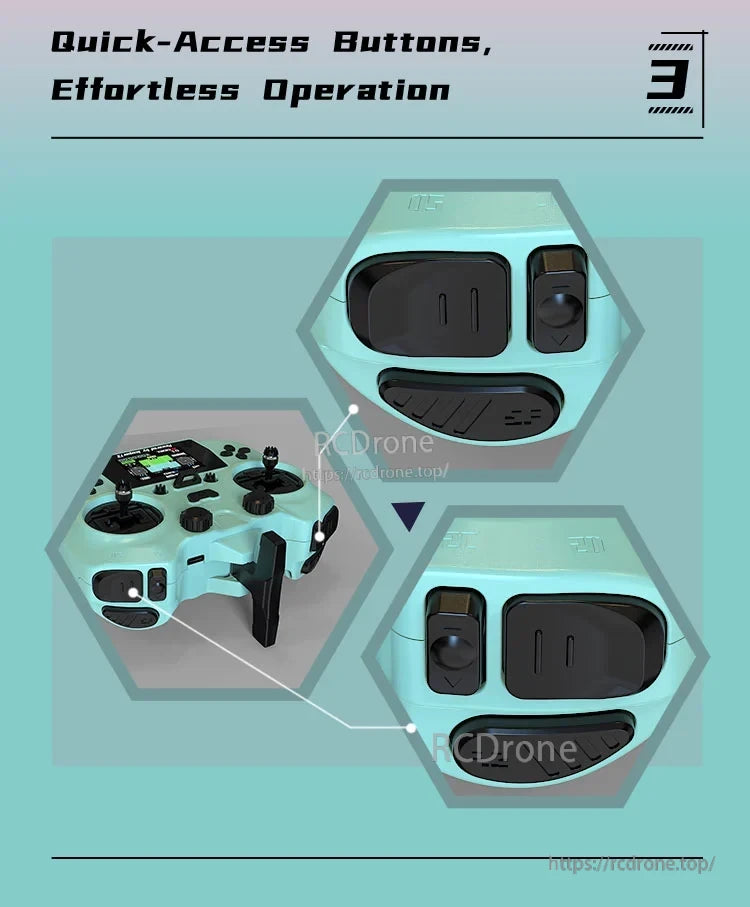 Axisflying ELRS 2.4G Remote Controller, The device features a built-in ELRS 2.4G RF system, Hall sensor gimbals, and an IPS display for clear configuration.