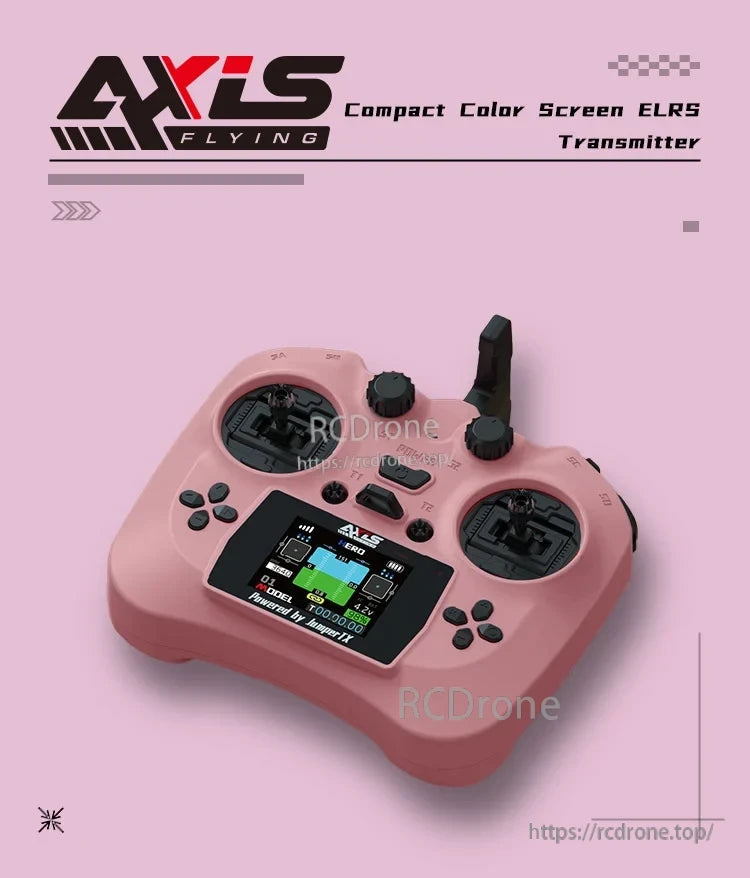 Axisflying ELRS 2.4G Remote Controller, The Axis Flying Compact ELRS transmitter features a color screen, powered by JunoTX, offering a lightweight, efficient solution for drone pilots with enhanced telemetry and control.
