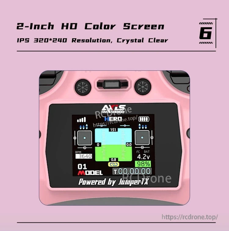 Axisflying ELRS 2.4G Remote Controller, 2-inch HD IPS color screen with 320x240 resolution, crystal clear display, powered by JumperTX.