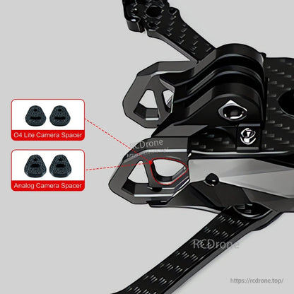Axisflying MANTA 30: T700 carbon fiber 3-inch drone frame, 160mm wheelbase, 4mm arms, 86.9g weight, includes O4 Lite and analog camera spacers.