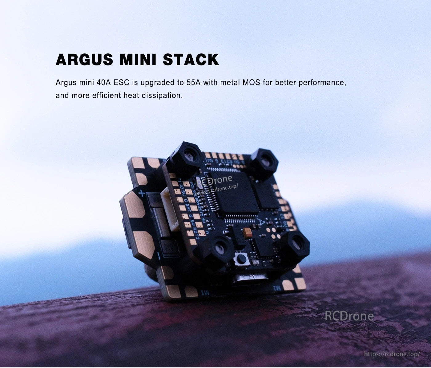 Axisflying MANTA 5 PRO FPV, The ARGUS MINI STACK 55A ESC features metal MOS for improved performance and better heat dissipation in compact drone builds.