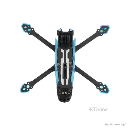 Axisflying MANTA 5 SE V2 Frame Kit (DC Squashed X), Axisflying MANTA 5 SE V2 carbon fiber FPV drone frame kit in squashed X layout with blue side guards