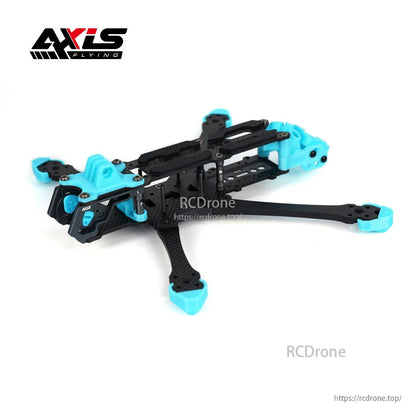 Axisflying MANTA5 5 Inch FPV Frame, Axisflying MANTA5 5-inch FPV drone frame with carbon fiber arms and blue TPU bumpers and camera mount