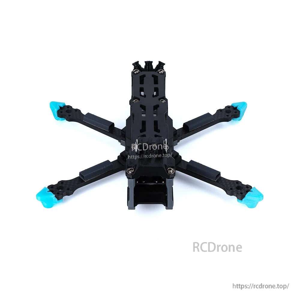 Axisflying Manta 3.6'' FPV Frame, Axisflying Manta 3.6" FPV frame features a squashed X design, four arms, side plates, black body with blue protective tips.
