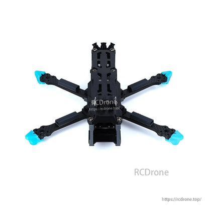 Axisflying Manta 3.6'' FPV Frame, Axisflying Manta 3.6" FPV frame features a squashed X design, four arms, side plates, black body with blue protective tips.