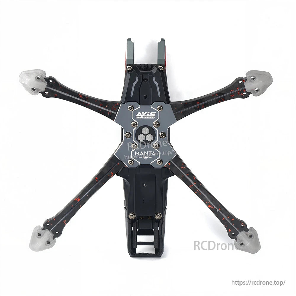 Drone frame details: Manta 5 Pro DC for 5-inch FPV with T700 carbon and 32 LEDs, features O4 Pro VTX mount.