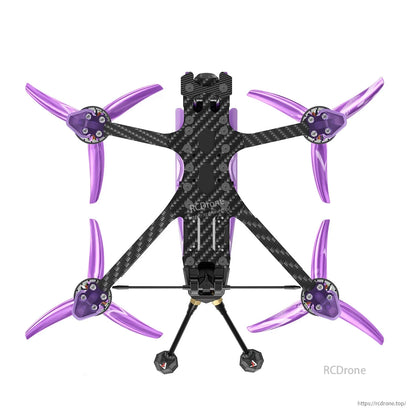 Axisflying Manta 5 SE V2 DeadCat-DC FPV, Axisflying Manta 5 SE V2 DeadCat FPV quad frame with carbon fiber body, purple props, and landing legs
