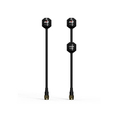 Axisflying RHCP 5.8G Prism FPV Antenna, Axisflying Prism 5.8G FPV antenna with black coax lead, prism-shaped housing, and gold connector
