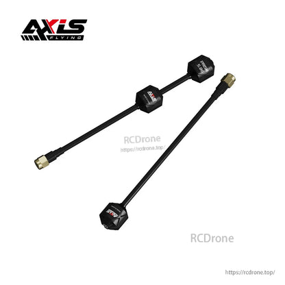 Axisflying RHCP 5.8G Prism FPV Antenna, Axisflying Prism 5.8GHz RHCP FPV antenna with long black coax lead and gold SMA-style connector