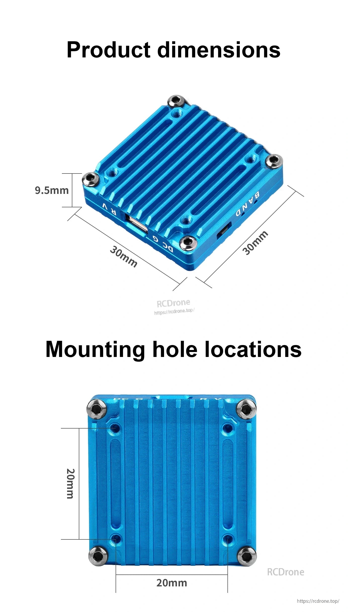 Axisflying SMURFS V2 5.8G 1.6W FPV VTX, Axisflying SMURFS V2 5.8G FPV VTX blue heatsink case, 30x30x9.5mm size with 20x20mm mounting holes