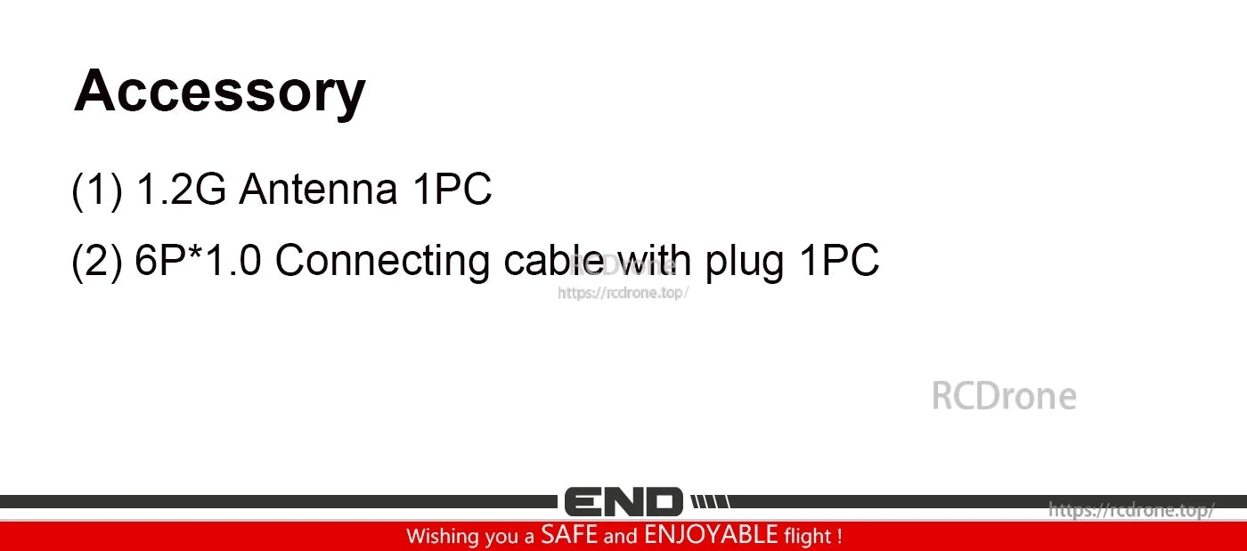 Axisflying TERK 1.2G 4W Analog VTX, Accessory includes 1.2G antenna and 6P*1.0 connecting cable with plug.