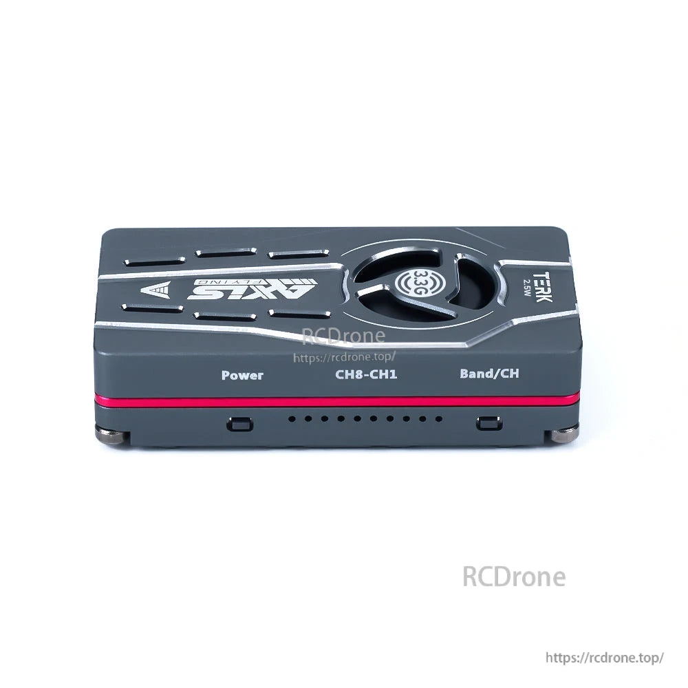 Axisflying TERK 3.3G 2.5W Analog VTX, Axisflying TERK 3.3G 2.5W VTX features MMCX, 7–36V input, NTSC/PAL support, dual-core processor, MIC, and LED indicator for reliable video transmission in drones.