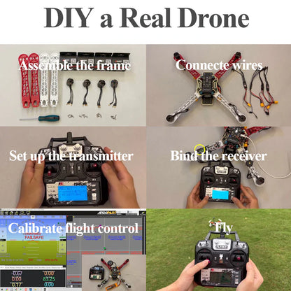 F450-4B Raspberry Pi Programmable Drone, Build a real drone with a DIY kit using Raspberry Pi and Pixhawk platforms, including assembly and calibration.