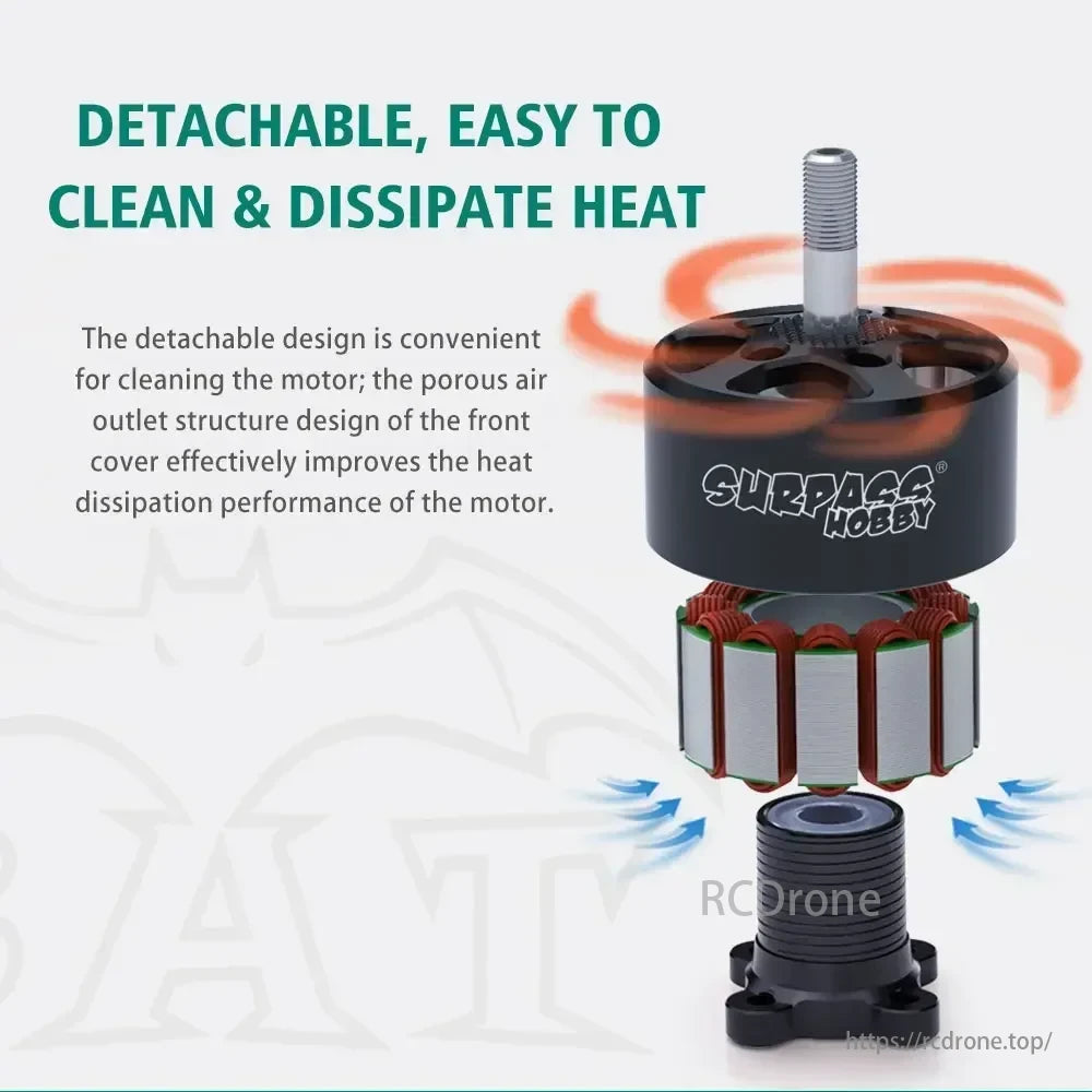 BAT 280X Brushless Motors, Detachable, easy-to-clean motor with porous air outlet for better heat dissipation ensures efficient performance and maintenance by SURPASS HOBBY.