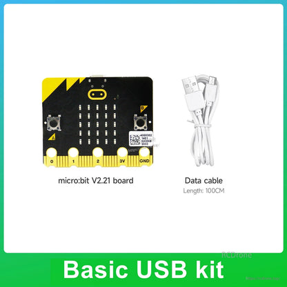 Basic USB kit contents: micro:bit V2.21 board and 100cm USB data cable