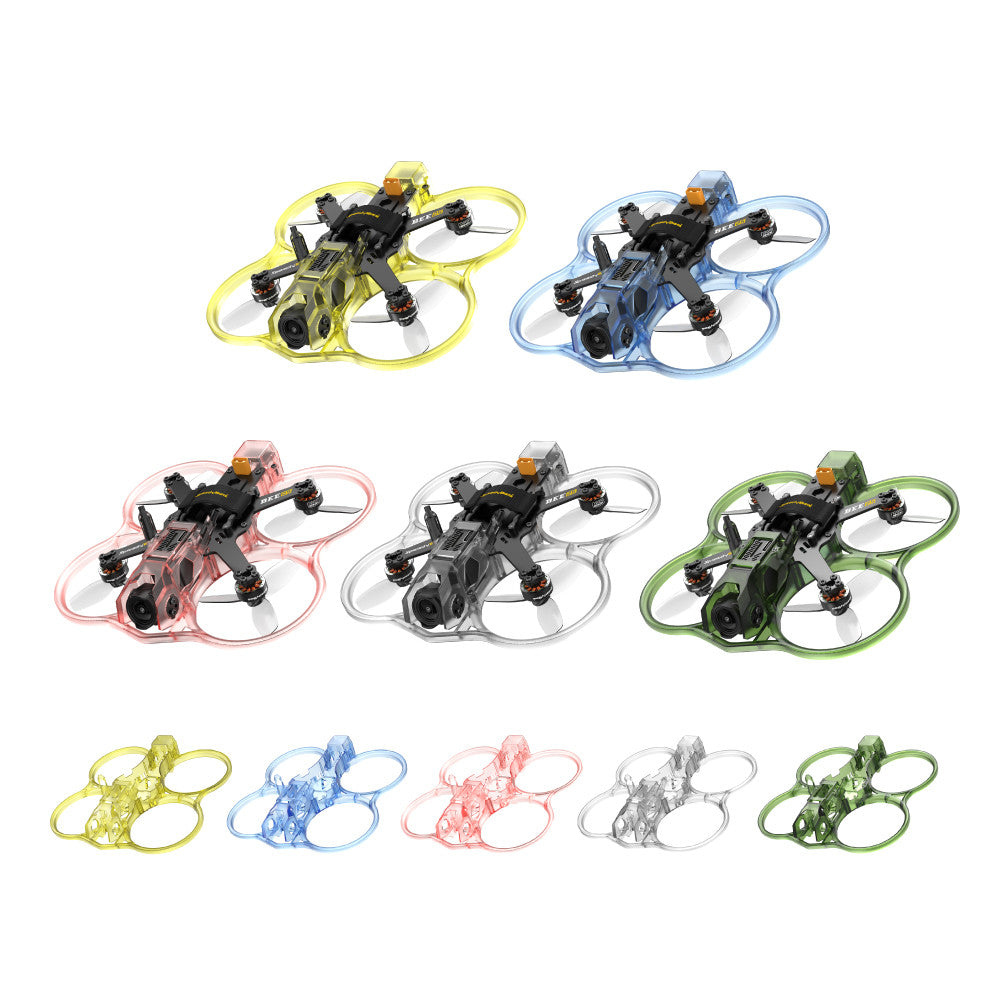 SpeedyBee BEE25 Multi-Color Injection Molded Parts, SpeedyBee BEE25 cinewhoop frame parts in translucent yellow, blue, red, clear, and green color options