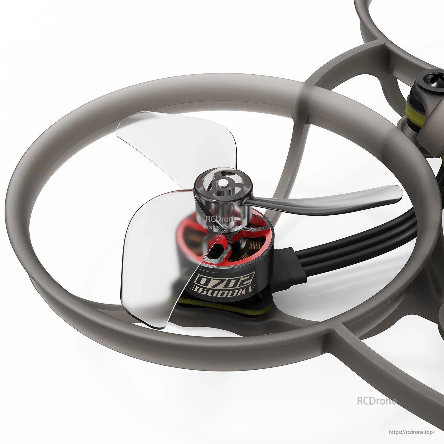 BETAFPV ducted micro whoop motor with clear three-blade propeller and 0702 18000KV label